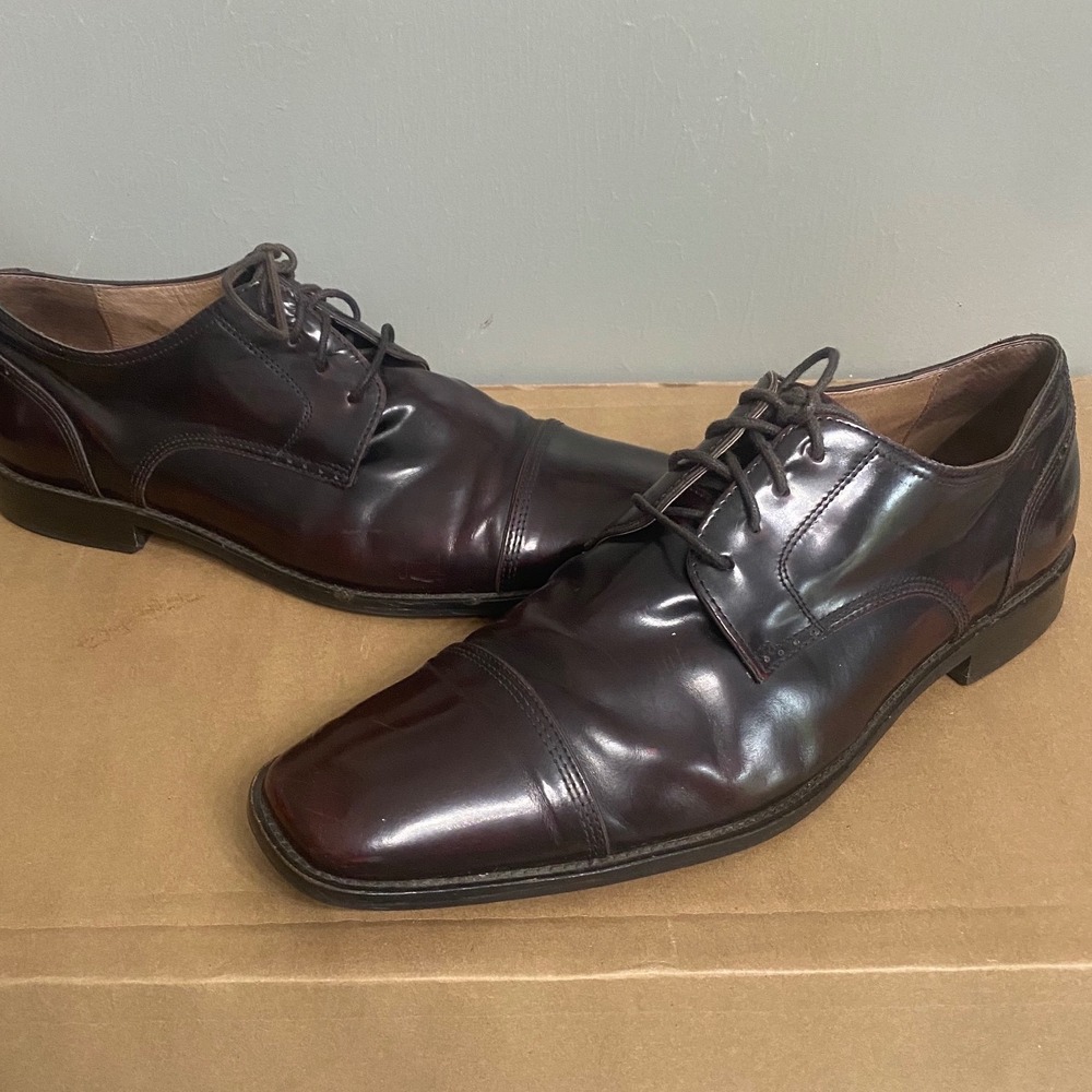 Johnston & Murphy Mens Burgundy Leather Cap Toe Derby Dress Shoes 20-7563 13M
